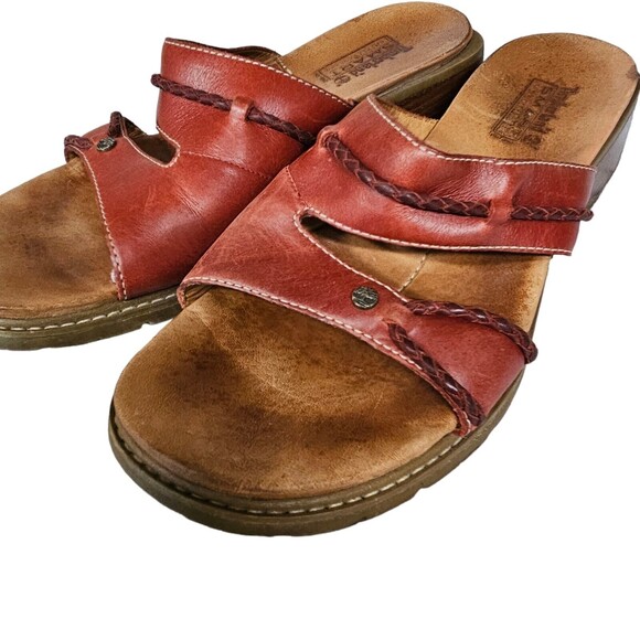 Timberland Burgundy‎ Leather Clog Sandals Sz 8.5M Smart Comfort System - Picture 6 of 8